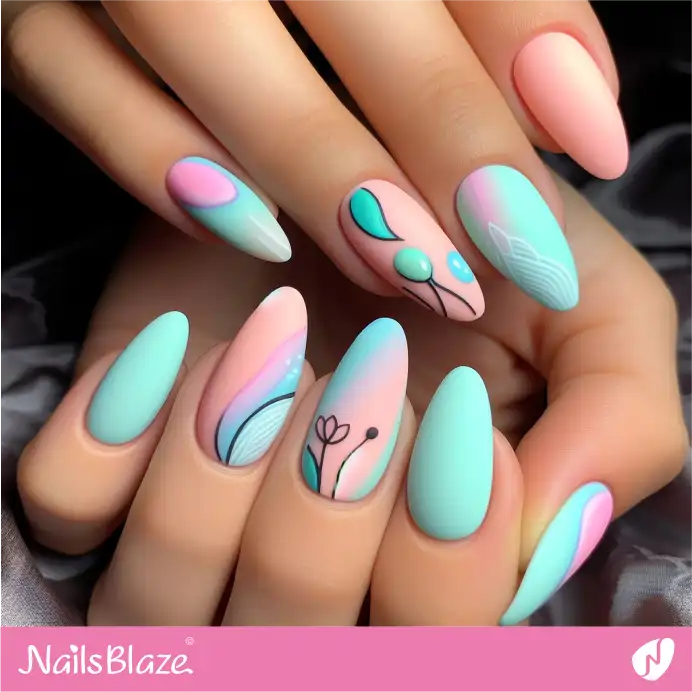 Watercolor Abstract Pastel Nails | Paint Nail Art - NB2246